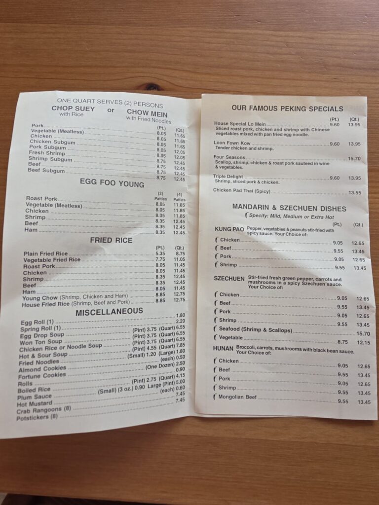 Peking Villa Menu 2