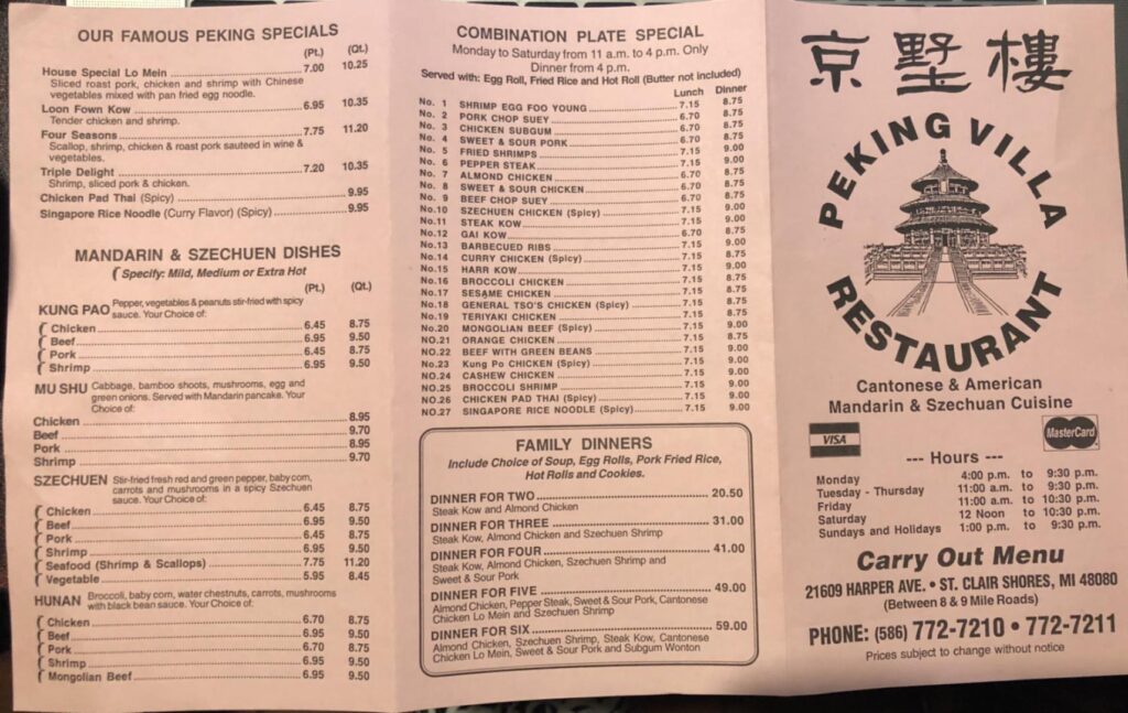 Peking Villa Menu 5